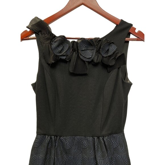 Taylor Navy and Black Swirl Design Floral Collar Sleeveless Sheath Dress - Picture 2 of 9